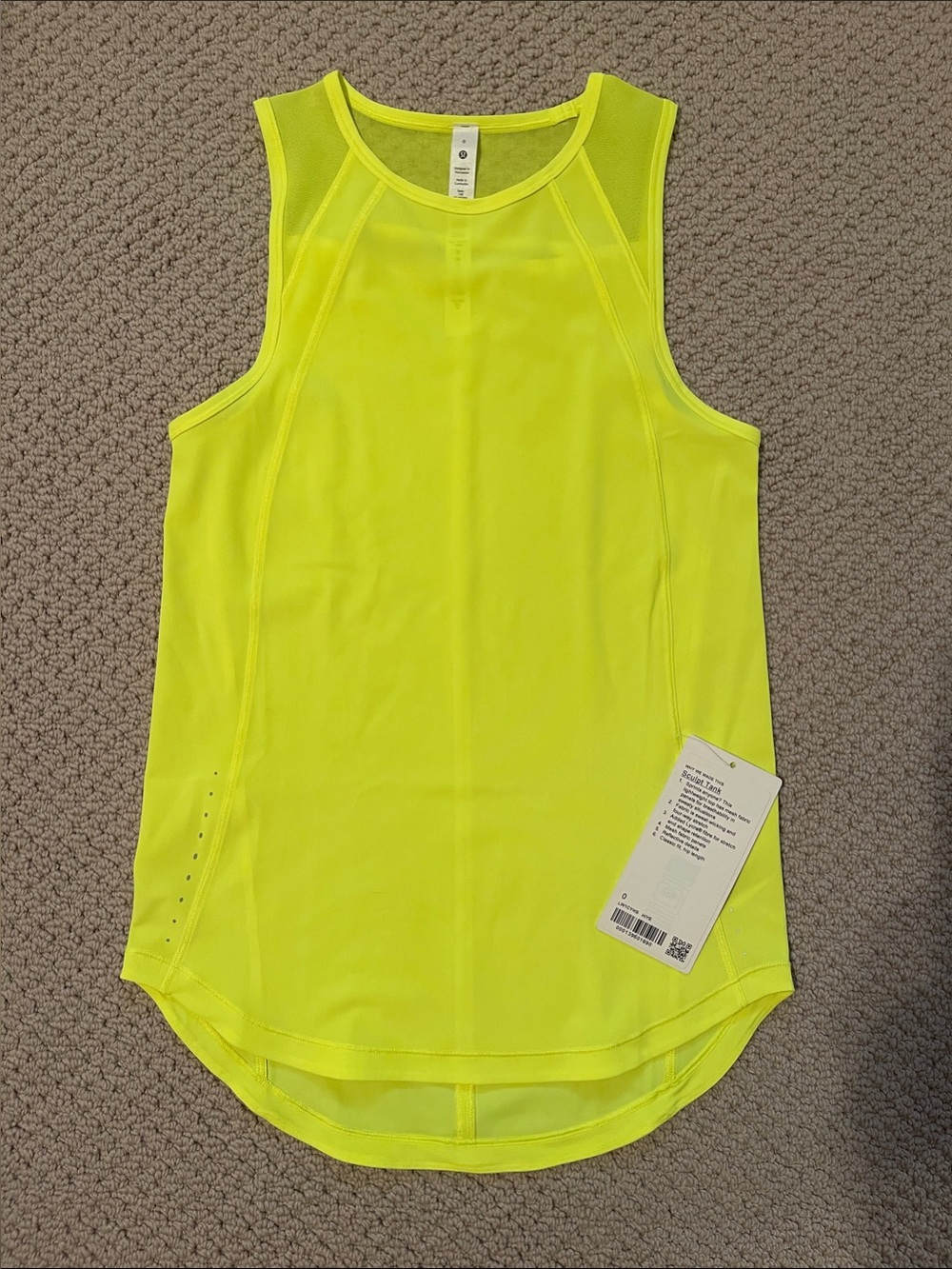 lululemon athletica Neon Yellow Women's Sculpt Tank